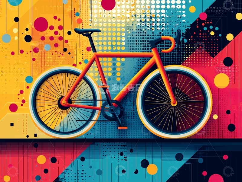 高清大图下载【趣麦麦图】抽象自行车