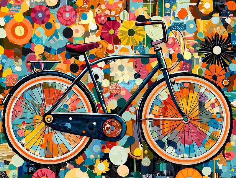 高清大图下载【趣麦麦图】彩色自行车