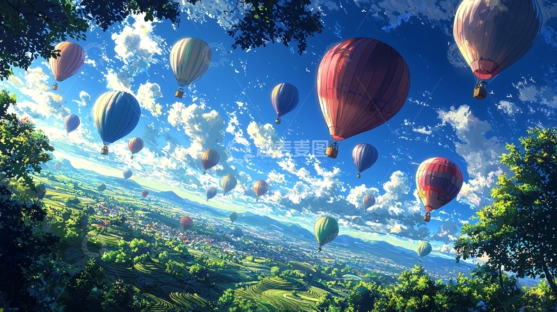 高清大图下载【趣麦麦图】热气球
