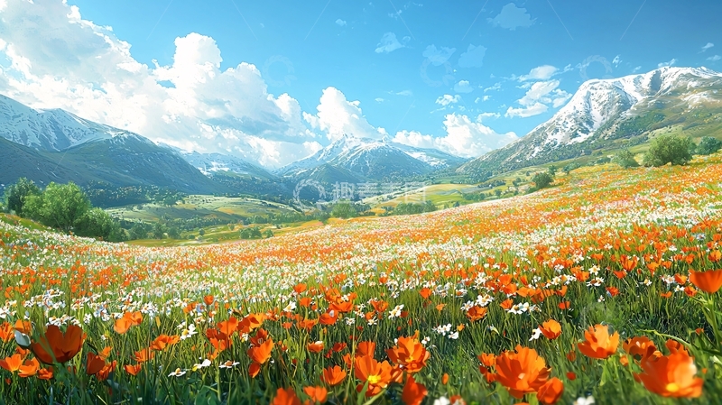 高清大图下载【趣麦麦图】高山花海