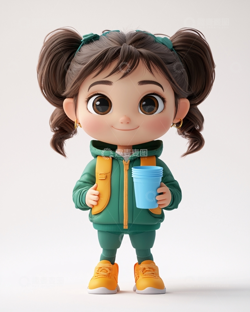 高清大图下载【趣麦麦图】可爱卡通女孩