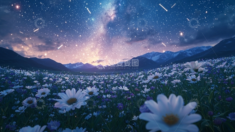 高清大图下载【趣麦麦图】星空花海