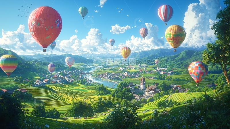 高清大图下载【趣麦麦图】热气球风景