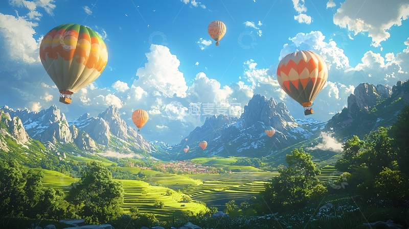 高清大图下载【趣麦麦图】热气球
