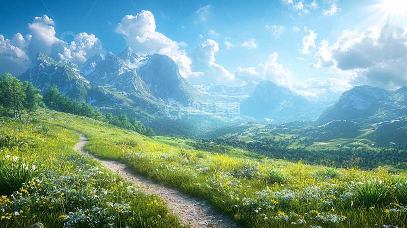 高清大图下载【趣麦麦图】阳光下的山间小路
