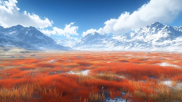 雪山红草地风景