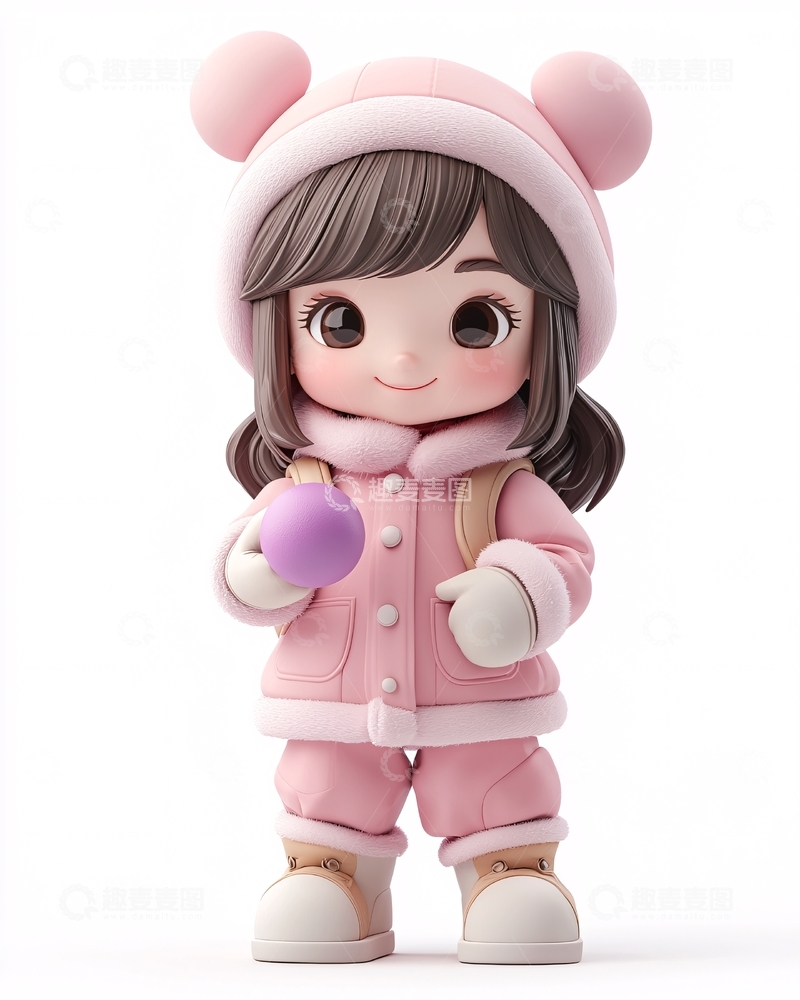 高清大图下载【趣麦麦图】可爱卡通女孩