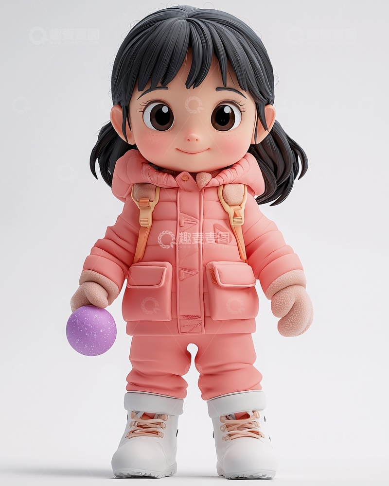 高清大图下载【趣麦麦图】可爱卡通女孩