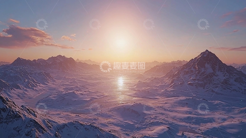 高清大图下载【趣麦麦图】雪山日落