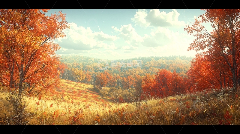 高清大图下载【趣麦麦图】秋日暖阳下的金色山谷