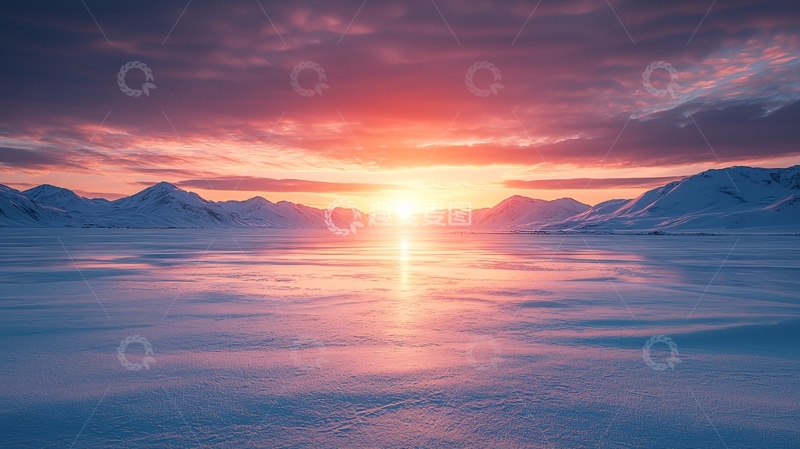 高清大图下载【趣麦麦图】极地日落雪山风景