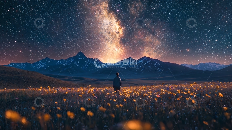 高清大图下载【趣麦麦图】星空下的孤独行者