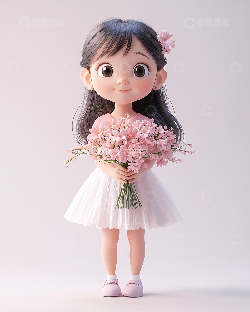 高清大图下载【趣麦麦图】可爱卡通女孩