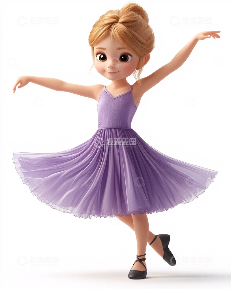 高清大图下载【趣麦麦图】卡通芭蕾舞女孩