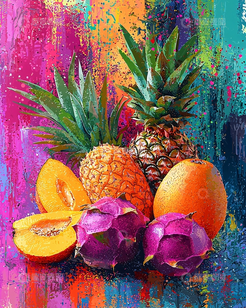高清大图下载【趣麦麦图】彩色水果静物画