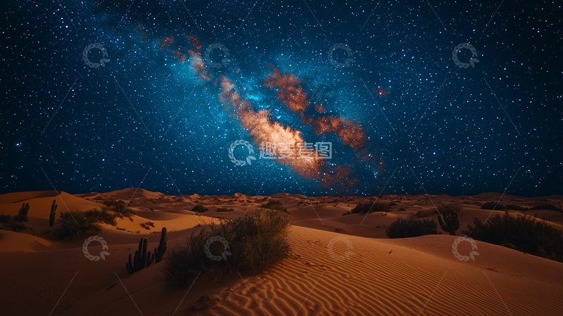 高清大图下载【趣麦麦图】沙漠星空