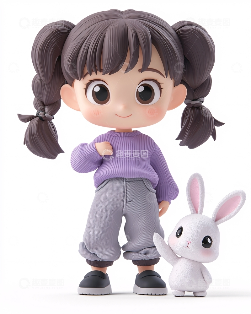 高清大图下载【趣麦麦图】可爱卡通女孩