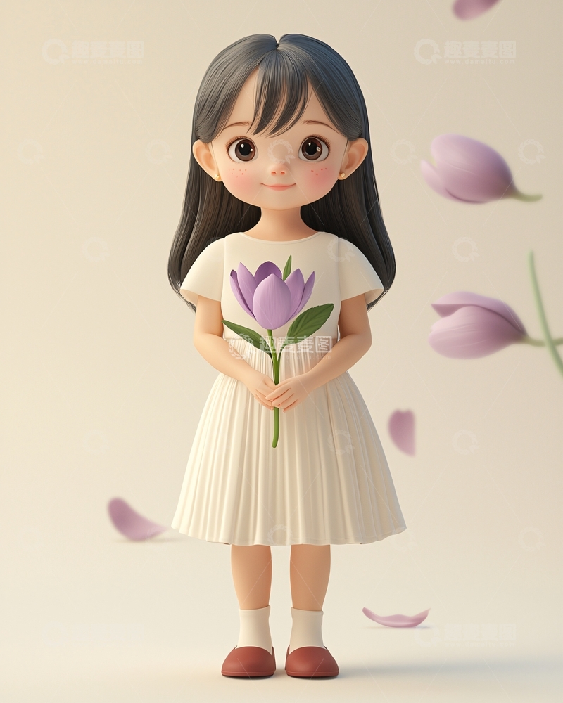 高清大图下载【趣麦麦图】可爱卡通女孩