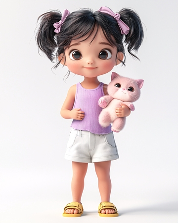 可爱卡通小女孩