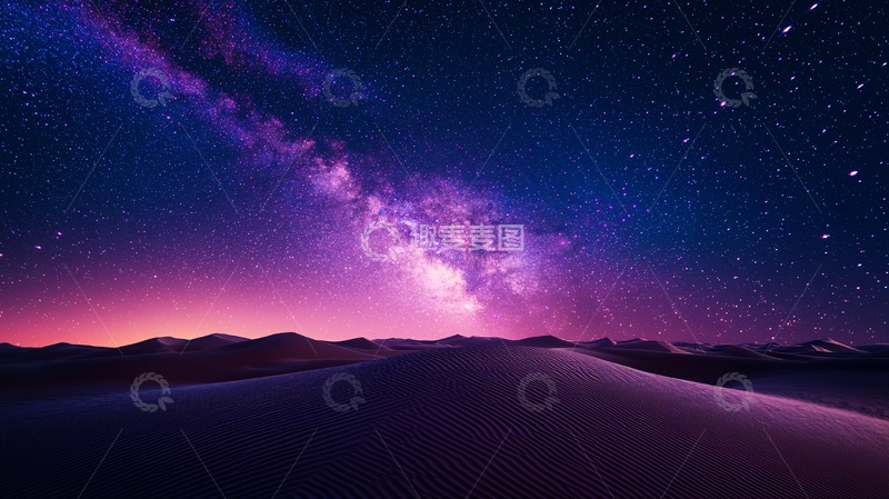 高清大图下载【趣麦麦图】紫色星空沙漠