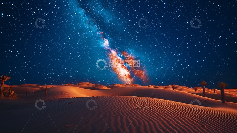 高清大图下载【趣麦麦图】沙漠星空