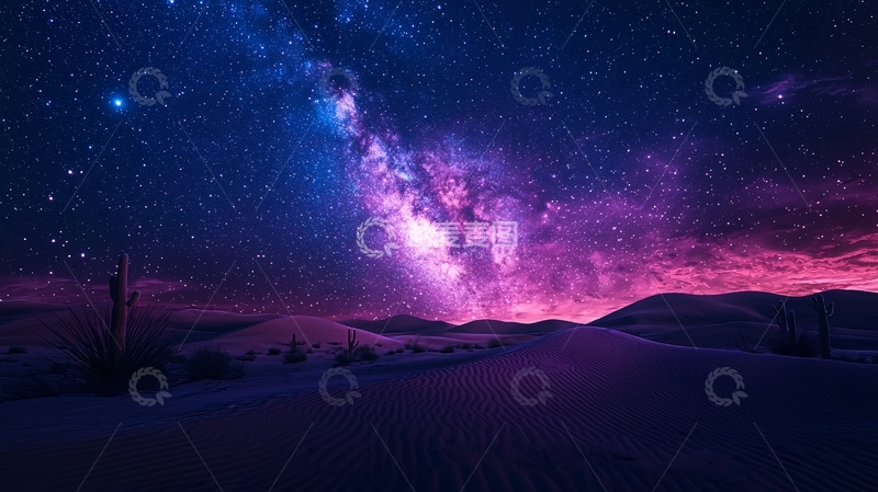 高清大图下载【趣麦麦图】紫色星空银河