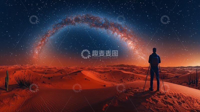 高清大图下载【趣麦麦图】沙漠星空