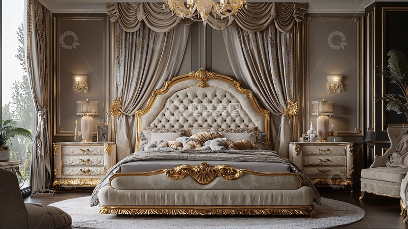 高清大图下载【趣麦麦图】欧式奢华大床