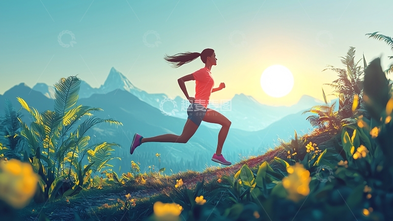 高清大图下载【趣麦麦图】山间晨跑的健康女性