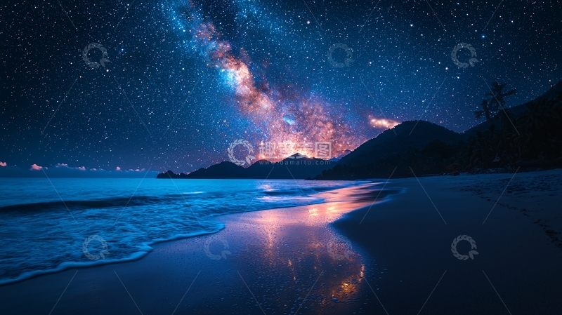 高清大图下载【趣麦麦图】星空大海夜景
