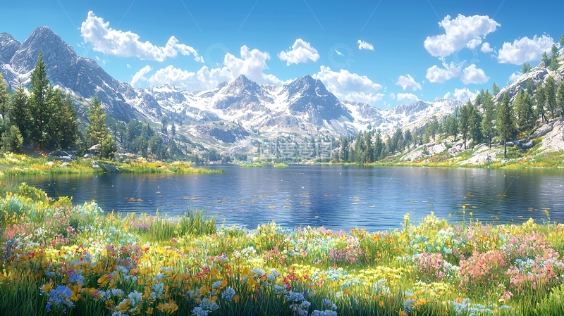 高清大图下载【趣麦麦图】雪山湖泊风景