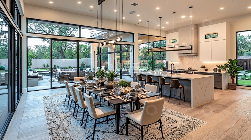 高清大图下载【趣麦麦图】现代简约开放式厨房餐厅