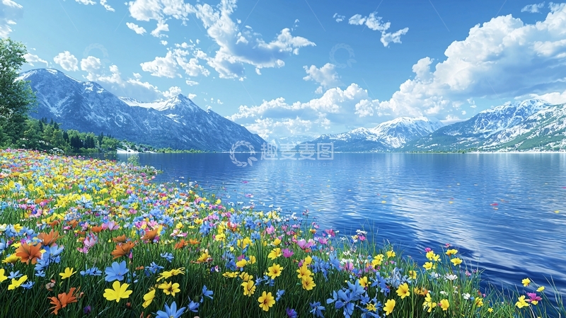 高清大图下载【趣麦麦图】春暖花开湖光山色