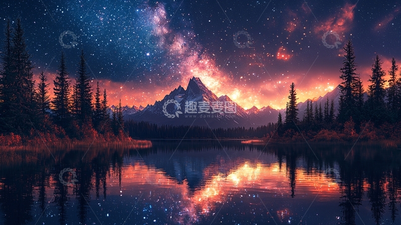 高清大图下载【趣麦麦图】星空倒影