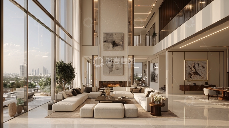 高清大图下载【趣麦麦图】现代极简风格别墅客厅
