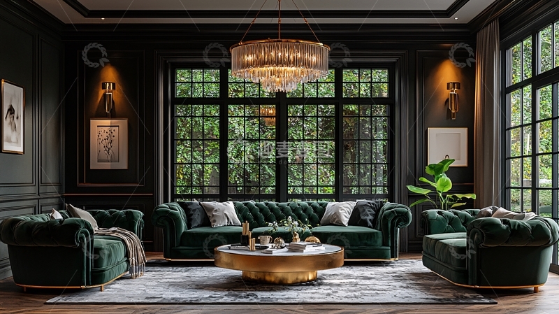 高清大图下载【趣麦麦图】暗黑系奢华客厅