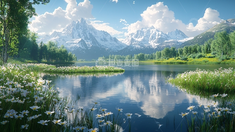 高清大图下载【趣麦麦图】雪山湖泊风景