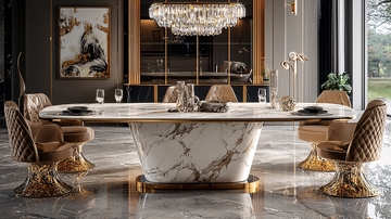 轻奢大理石餐桌