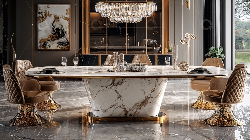 高清大图下载【趣麦麦图】轻奢大理石餐桌