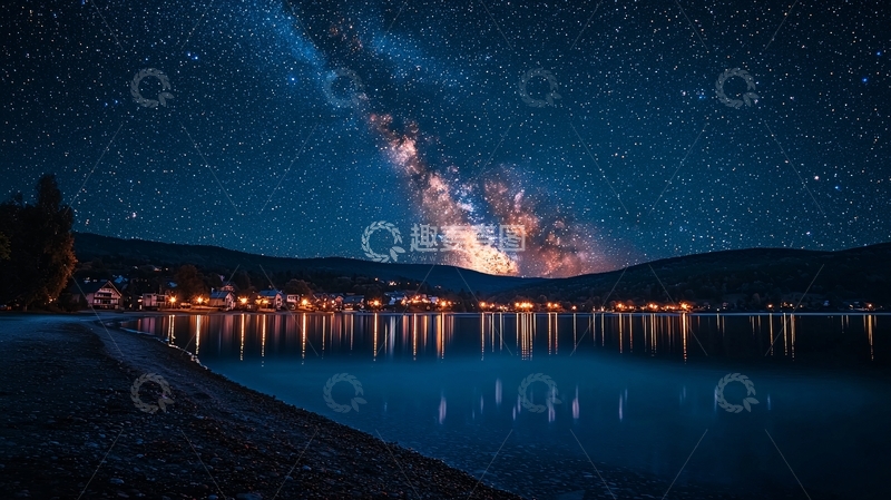 高清大图下载【趣麦麦图】星空下的湖泊