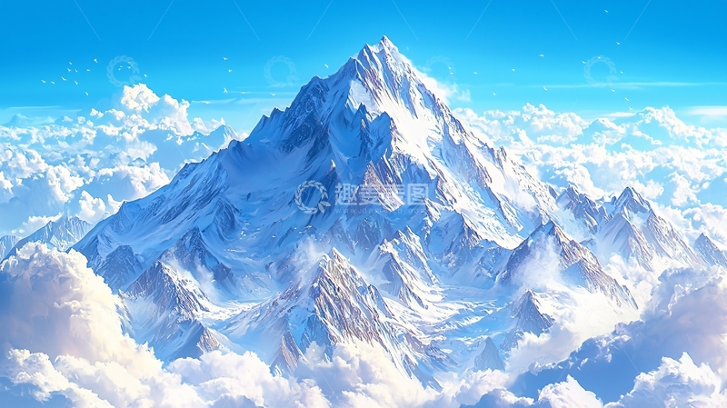 高清大图下载【趣麦麦图】云海之上的雪山