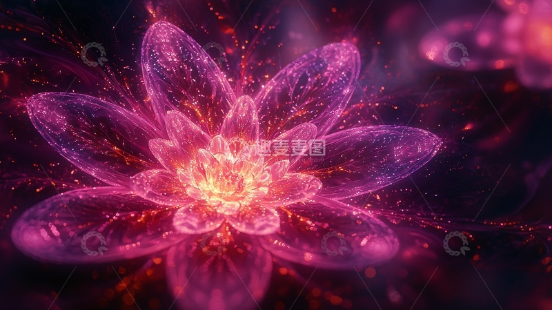 高清大图下载【趣麦麦图】梦幻粉色水晶莲花