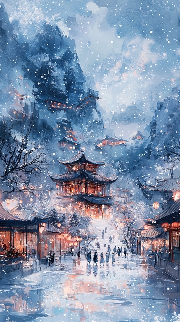 雪景古镇