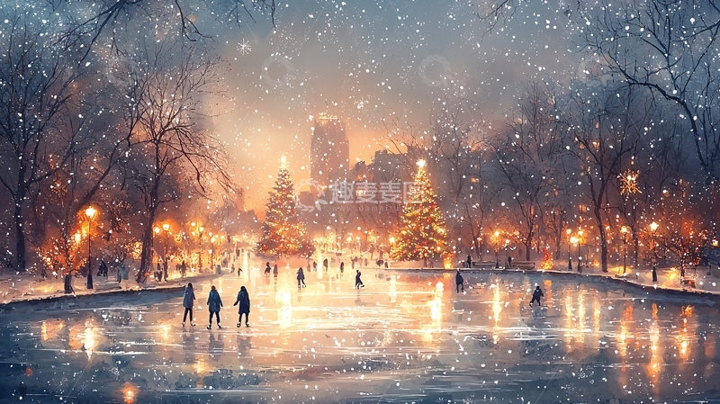 高清大图下载【趣麦麦图】冬夜雪景