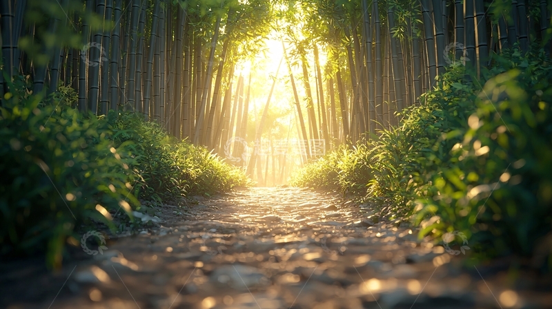 高清大图下载【趣麦麦图】阳光森林小路