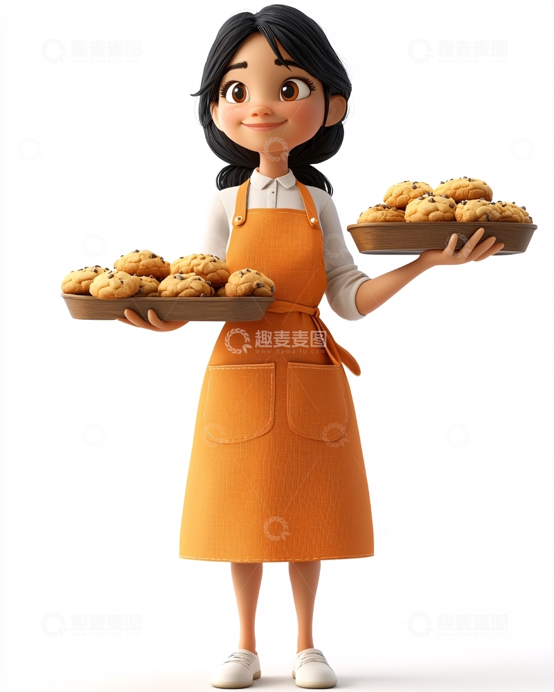 高清大图下载【趣麦麦图】卡通烘焙女孩