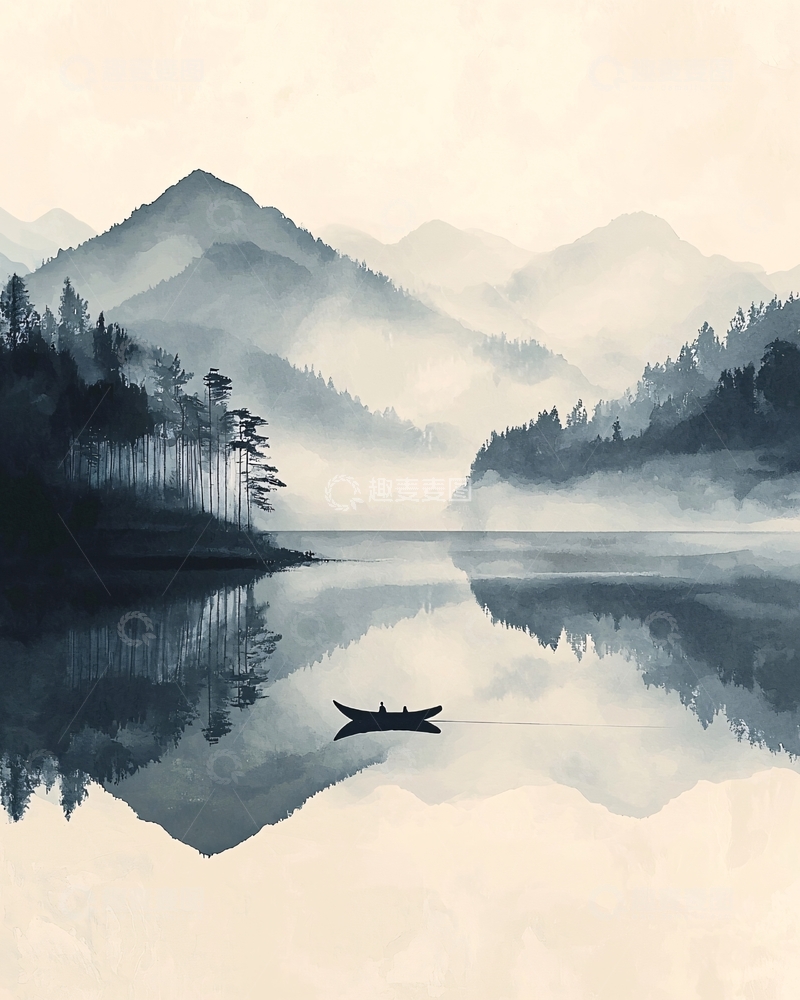 高清大图下载【趣麦麦图】水墨山水画929