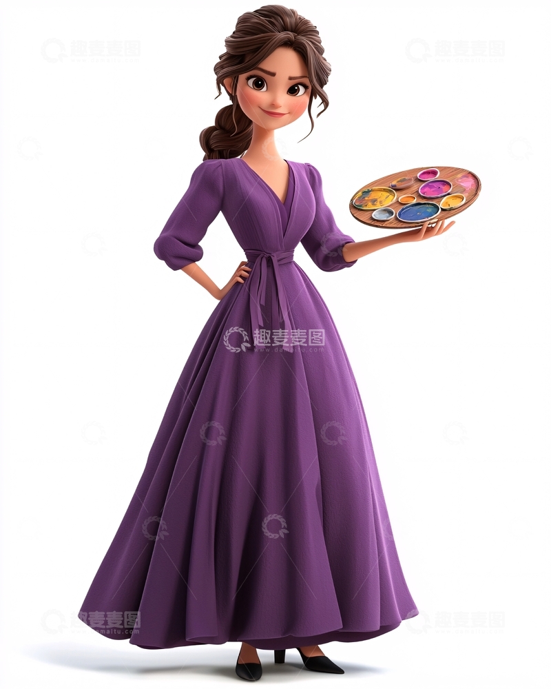 高清大图下载【趣麦麦图】卡通女画家