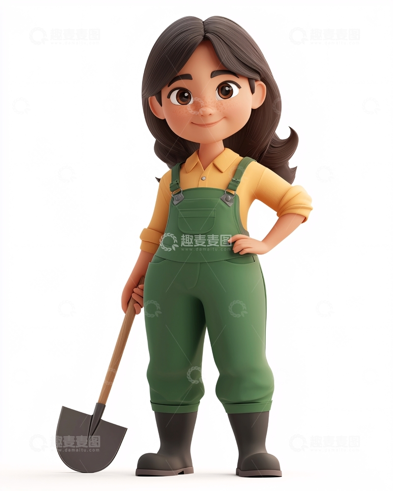 高清大图下载【趣麦麦图】卡通农家女孩