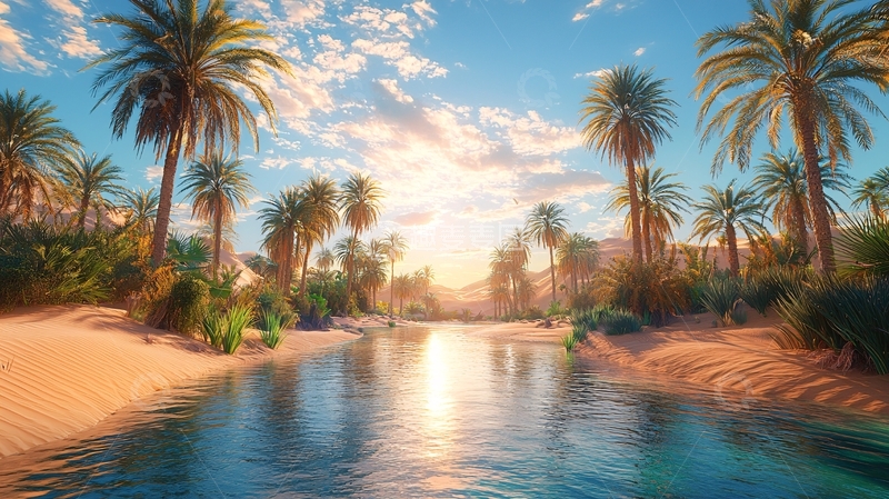 高清大图下载【趣麦麦图】沙漠绿洲